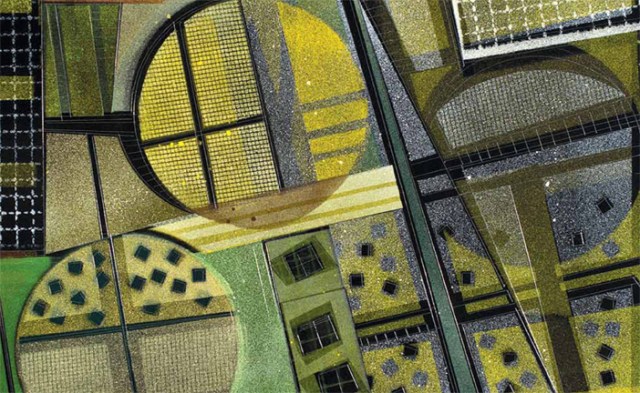 Detail of Kate Dwyer's "Roundabouts", 2013.  Spray paint on aluminum.  17x23 inches.  Showing at the "Women in the Abstract" show.